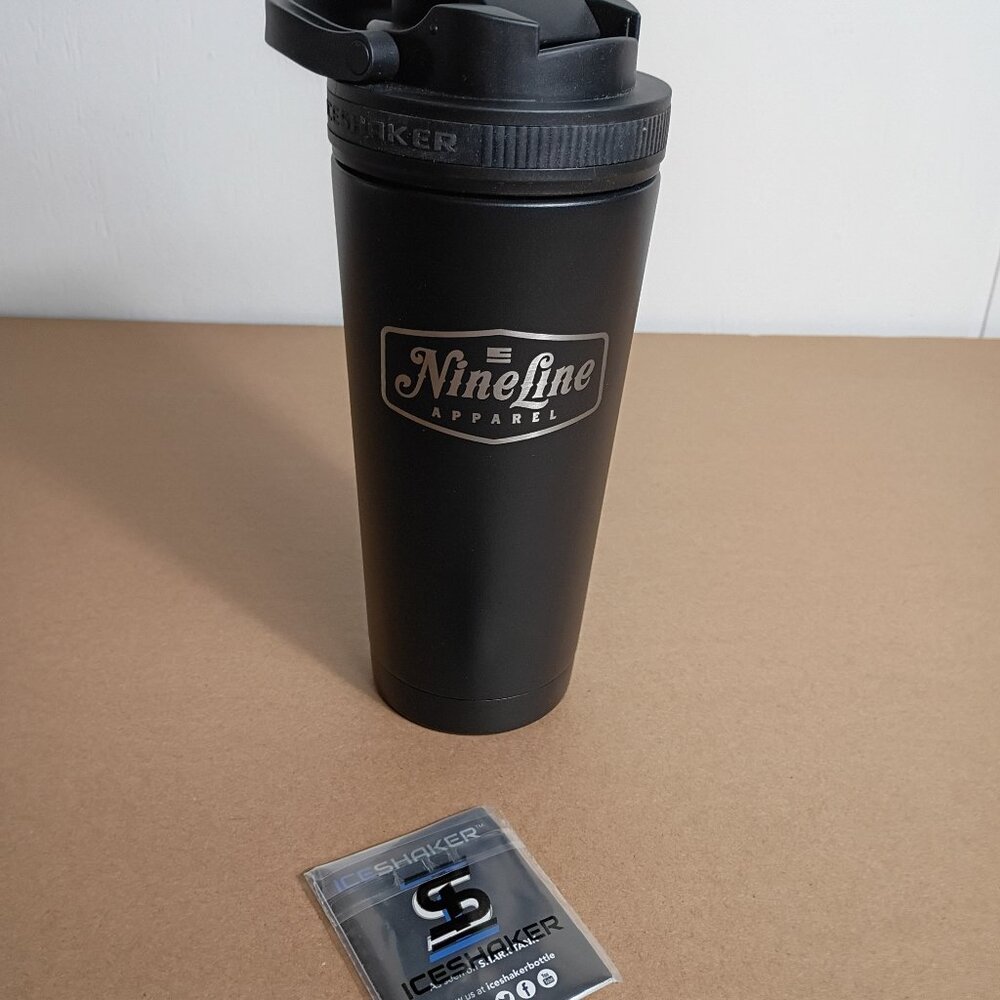 Nine Line Apparel IceShaker Water Bottle Black Stainless With Handle NEW
